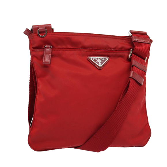 PRADA Shoulder Bag Nylon Red Auth 83691 - Picture 1 of 16